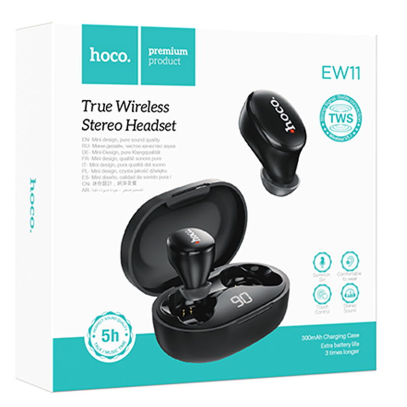 Hoco (EW11) - Casti Wireless, Ear Buds, BT 5.1, 200h StandBy, 300mAh, Melody, Black