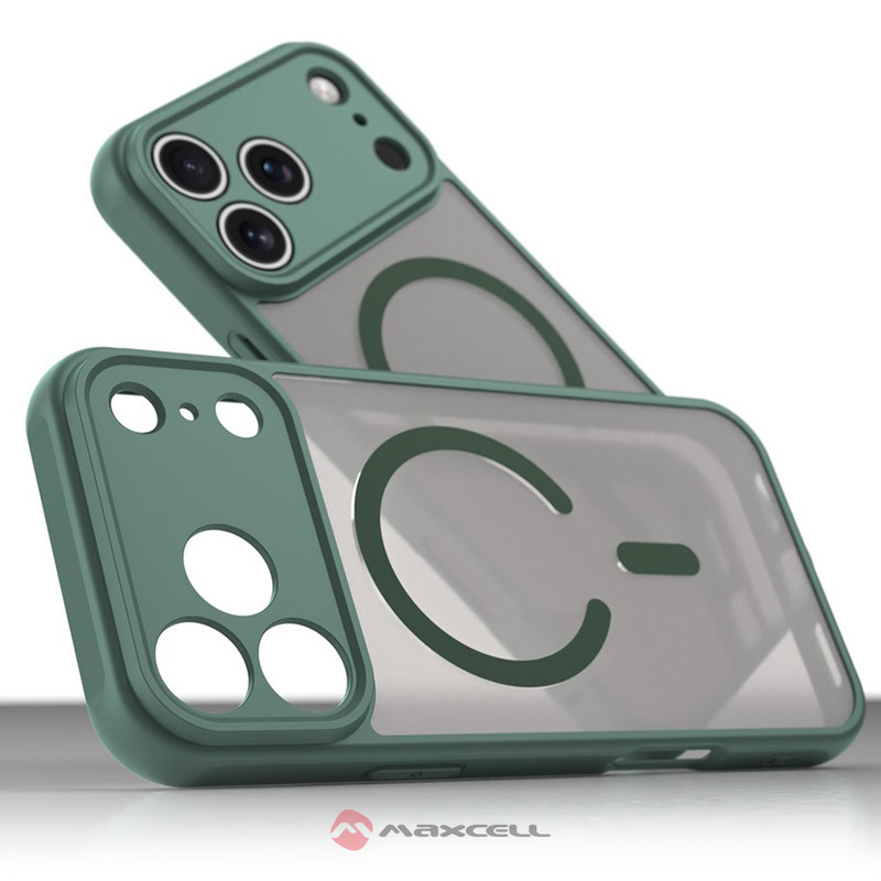 Husa MagFrost Pro » iPhone 17 Pro Max, Matte MagSafe, Frosted Gray / GREEN