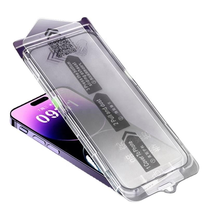 MX » Folie iPhone 15 Pro - MagicBox, cu Aplicator, DustFree, Black Contur, CLEAR