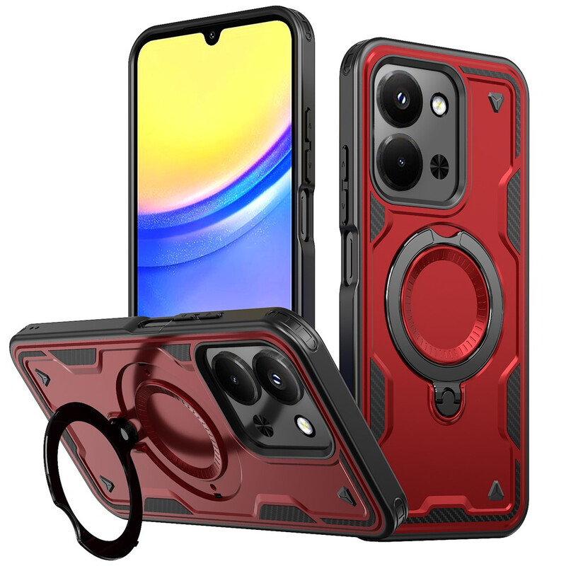 Husa Hybrid Armor » Xiaomi Redmi 15C [173], MagRing, MultiAngle, RED [173]