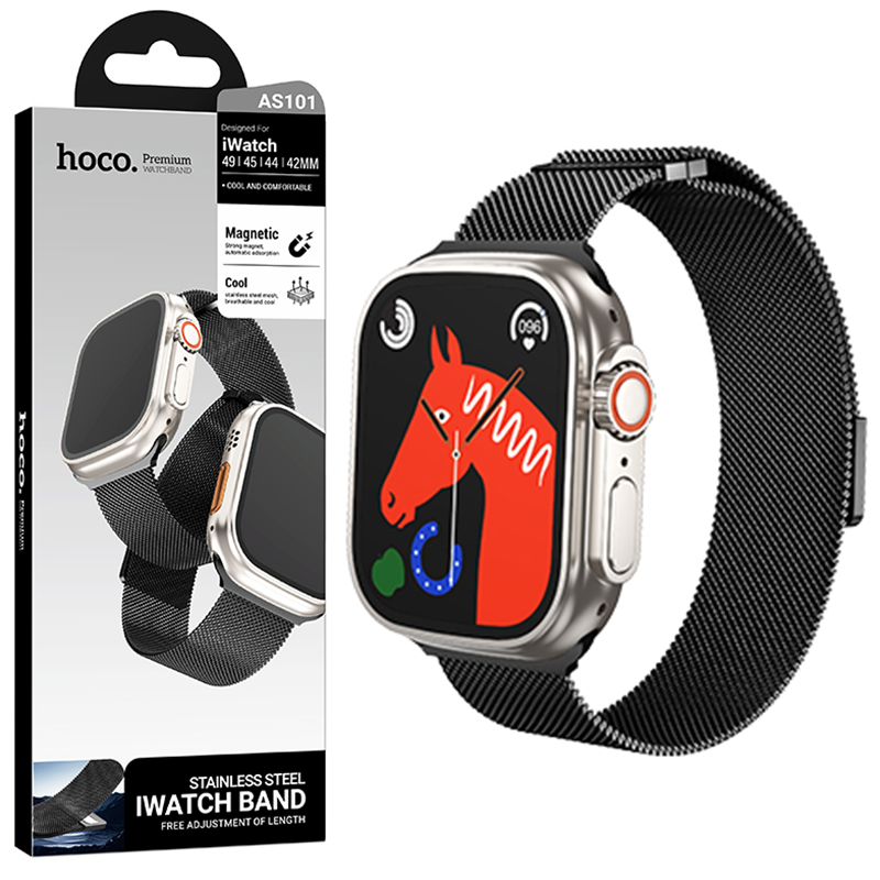 Hoco (AS101) » Curea iWatch (42/44/45/49mm) Milanese, Metall - Black