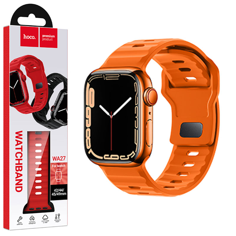 Hoco (WA27) - Curea silicon, pentru iWatch, Universal Size (42/44/45/49mm) - Flexibile Band, Stepped, Orange