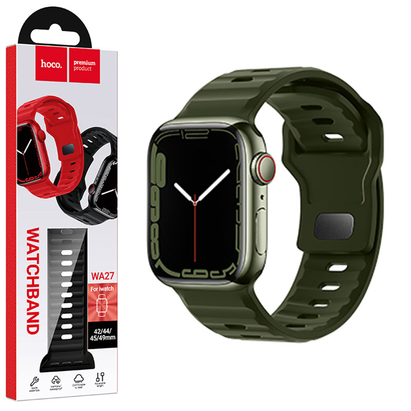 Hoco (WA27) - Curea silicon, pentru iWatch, Universal Size (42/44/45/49mm) - Flexibile Band, Stepped, Army Green