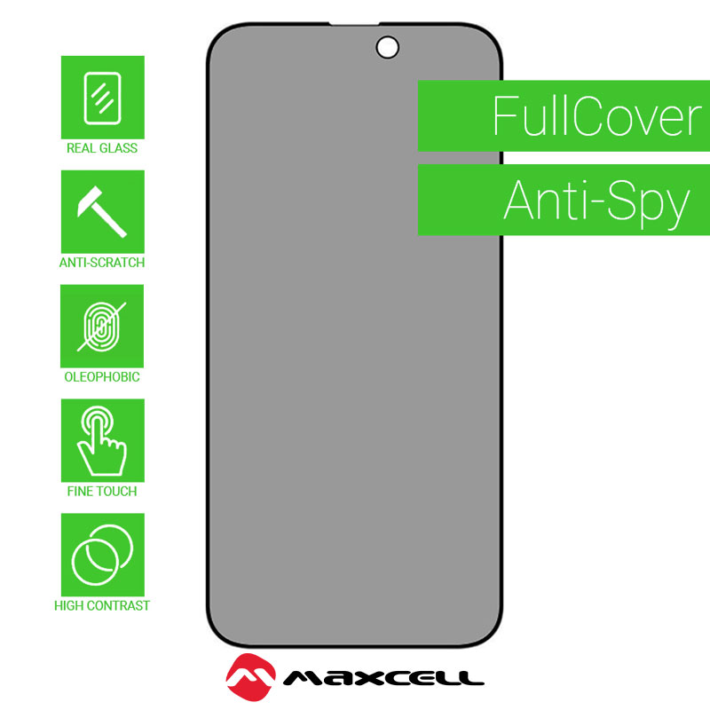 MX Privacy » Folie iPhone 17 Pro - Tempered Glass, AntiSpy, Black frame