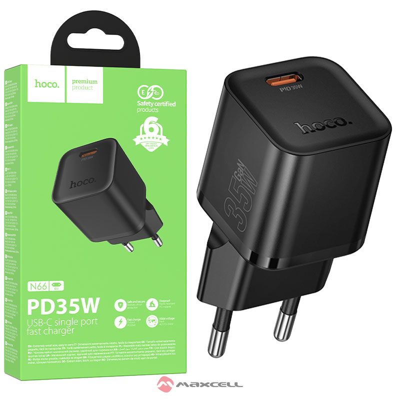 Hoco (N66) » Incarcator Retea, PD35W, 1xUSB-C, Fast Charger, FastCharger, WHITE