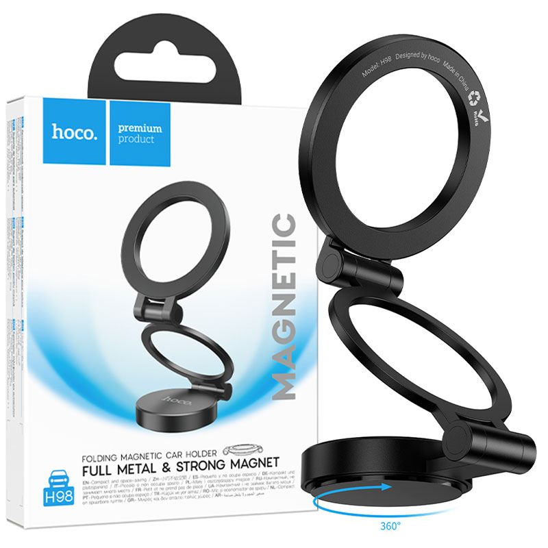 Hoco (H98) » Suport Auto, DashBoard, Magnetic, Suction, Ring Folde, BLACK