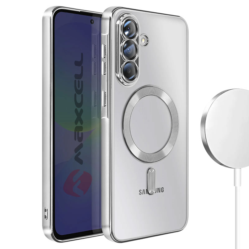 Husa Plating » Samsung A37 (A376), MagCase, TPU Clear, frame SILVER