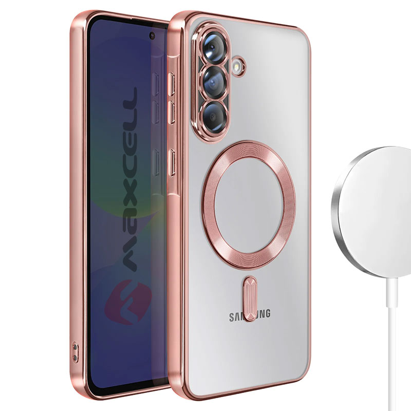 Husa Plating » Samsung A57 (A576), MagCase, TPU Clear, frame PINK