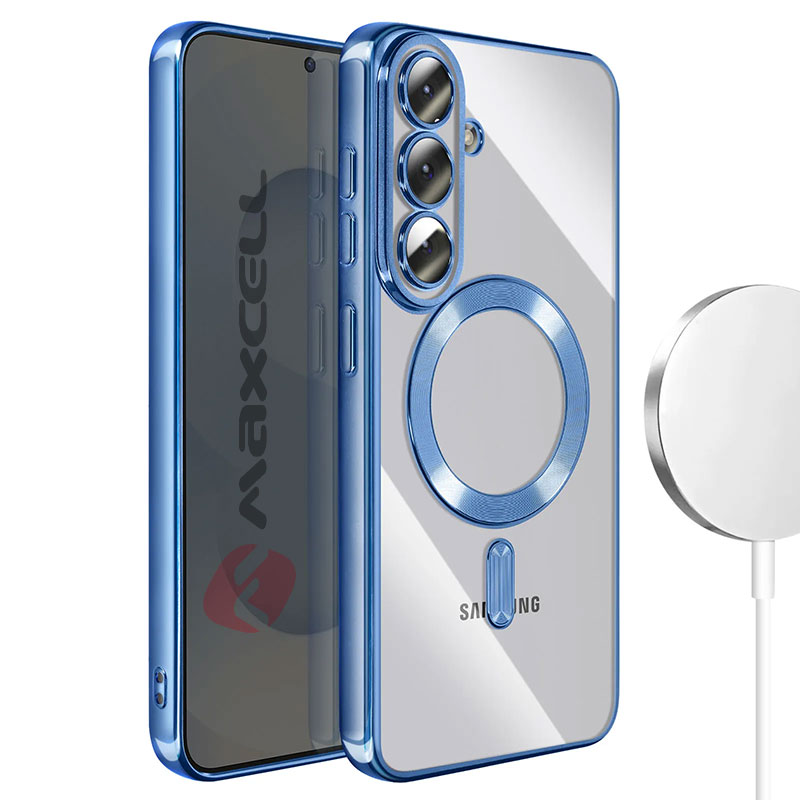 Husa Plating » Samsung S26 Plus (S947), MagCase, TPU Clear, frame BLUE