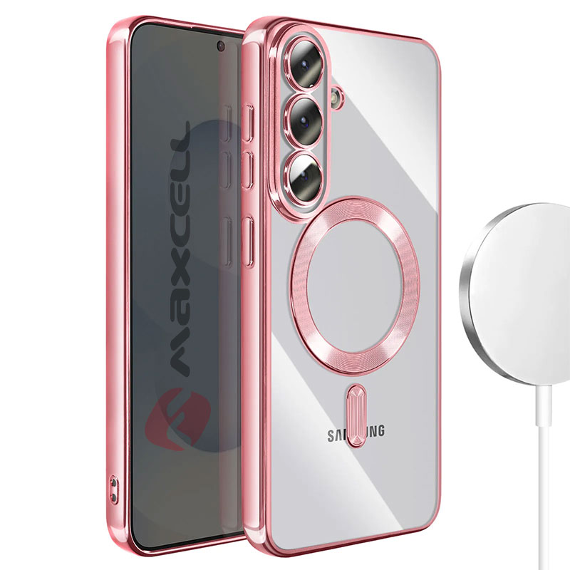 Husa Plating » Samsung S26 Plus (S947), MagCase, TPU Clear, frame PINK