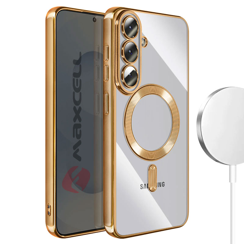 Husa Plating » Samsung S26 (S942), MagCase, TPU Clear, frame GOLD