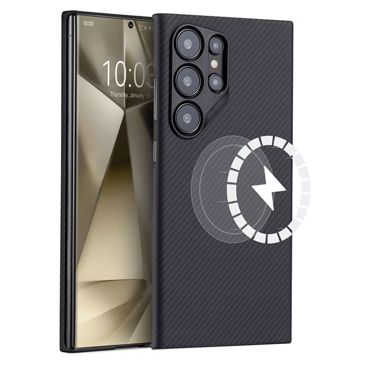 Husa Kevlar » Samsung S26 Ultra (S948), Carbon-Aramid FIber, UltraThin, cu MagSafe, BLACK [M]