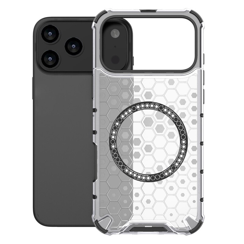 Husa HoneyComb » iPhone 17 Pro, Magnet MagCase, AntiDrop Corners, TRANSPARENT