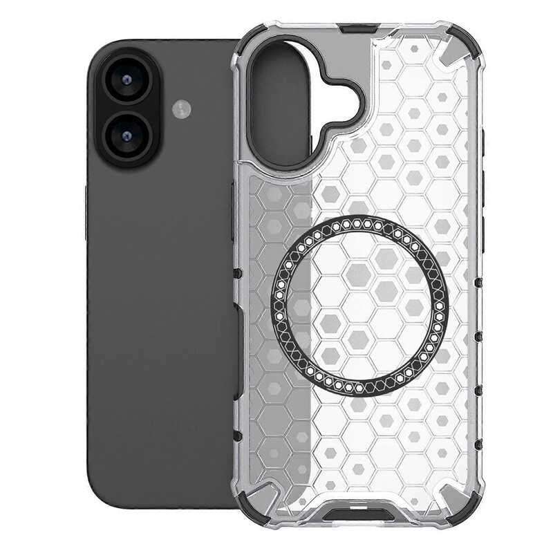Husa HoneyComb » iPhone 17, Magnet MagCase, AntiDrop Corners, TRANSPARENT