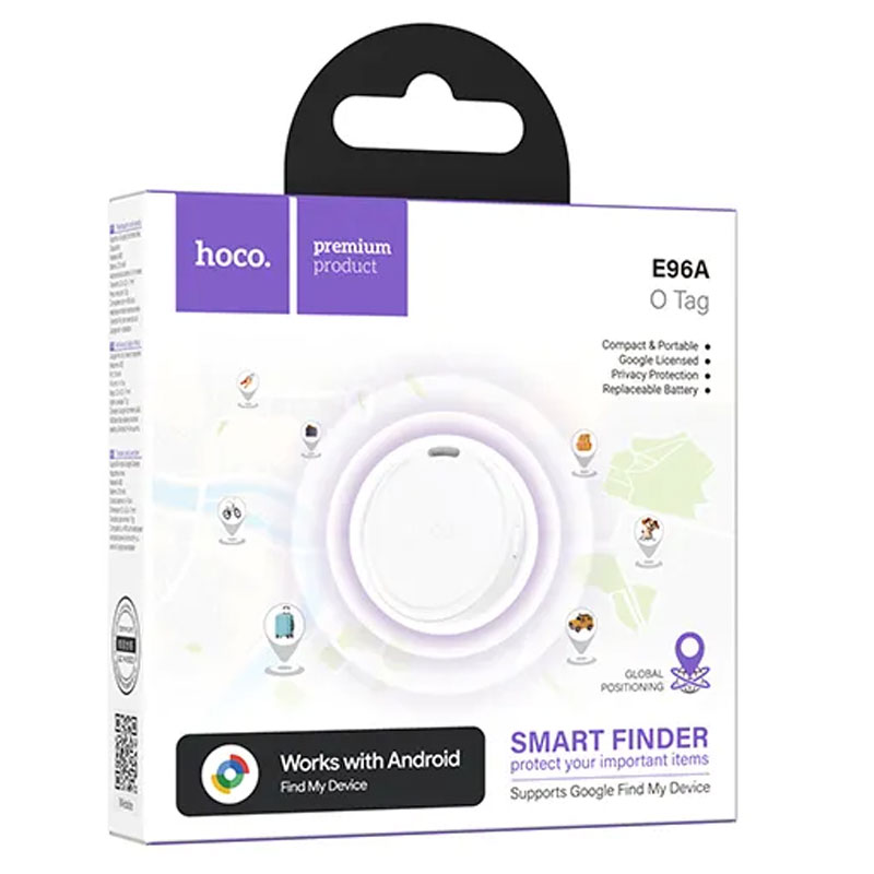 Hoco (E96A) » Dispozitiv tip AirTAG, anti-pierdere, functie FindMy, Android, WHITE