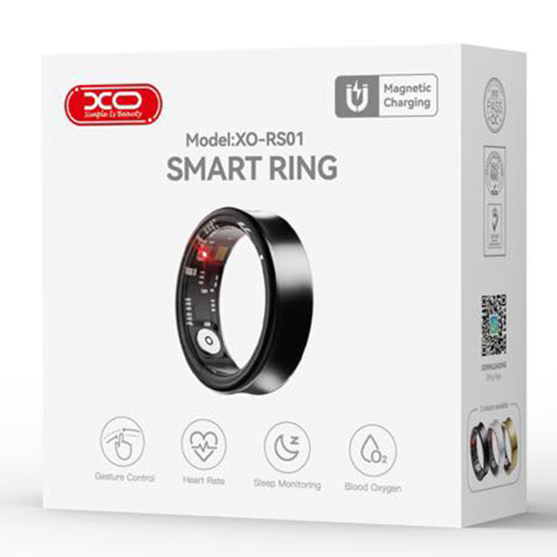 XO (RS01) » Smart Ring, BT 5.1, 220mAh, Multi Sensor, #10(diametru int. 19.9 mm) aliaj de titan, BLACK