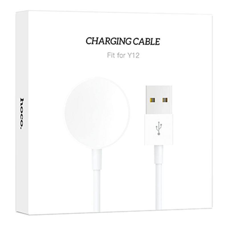 Hoco (Y12) - Cablu de incarcare Wireless, pentru SmartWatch Hoco Y12, 5W, Qi Charging, USB-A, 1m, White