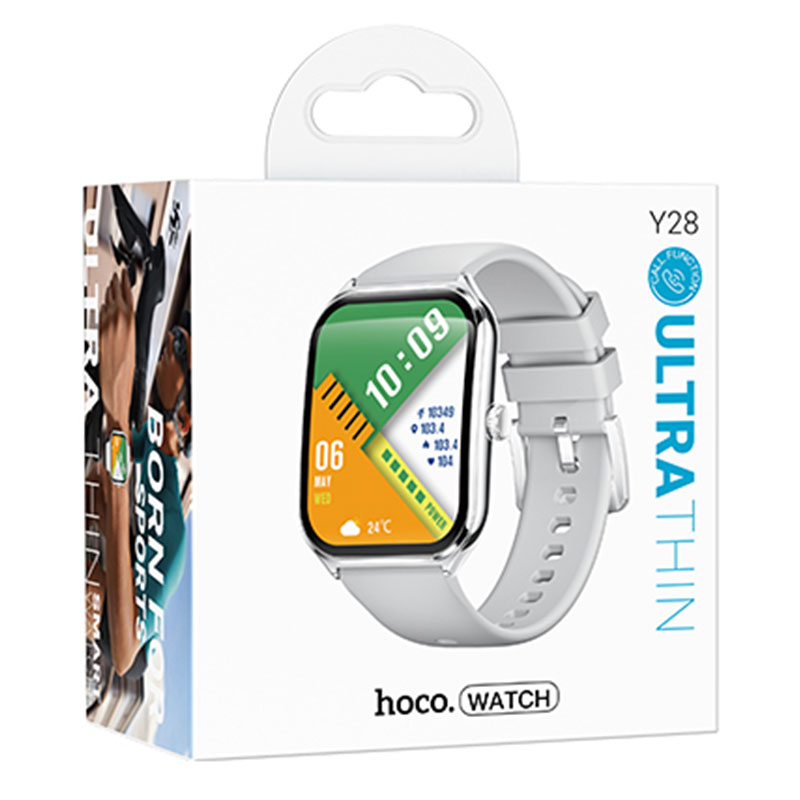 Hoco (Y28) Ceas SmartWatch, Sport, BT 5.2, Amoled, functie de apel, 200mAh, Multilanguage, Silver