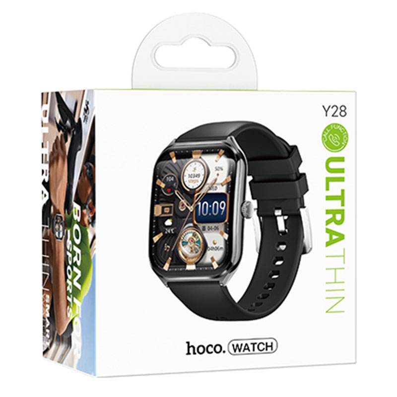 Hoco (Y28) Ceas SmartWatch, Sport, BT 5.2, Amoled, functie de apel, 200mAh, Multilanguage, Black
