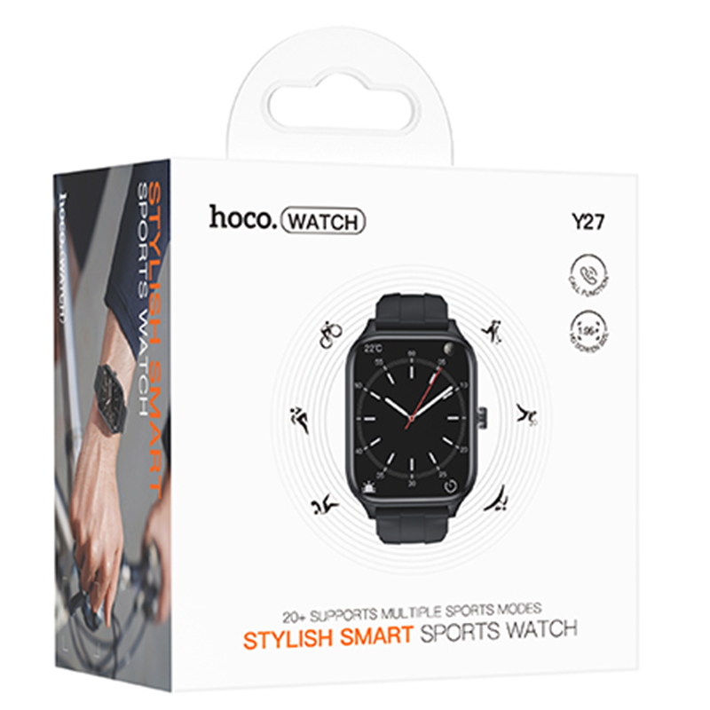 Hoco (Y27) Ceas SmartWatch, Sport, BT 5.0, functie de apel, 230mAh, Multilanguage, Black