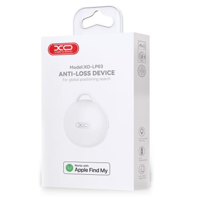XO (LP03) Dispozitiv tip AirTAG, anti-pierdere, compatibil functie FindMy MFI, WHITE