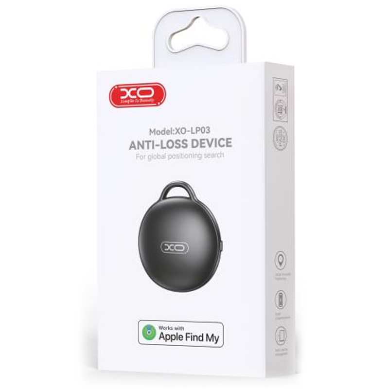 XO (LP03) Dispozitiv tip AirTAG, anti-pierdere, compatibil functie FindMy MFI, Black