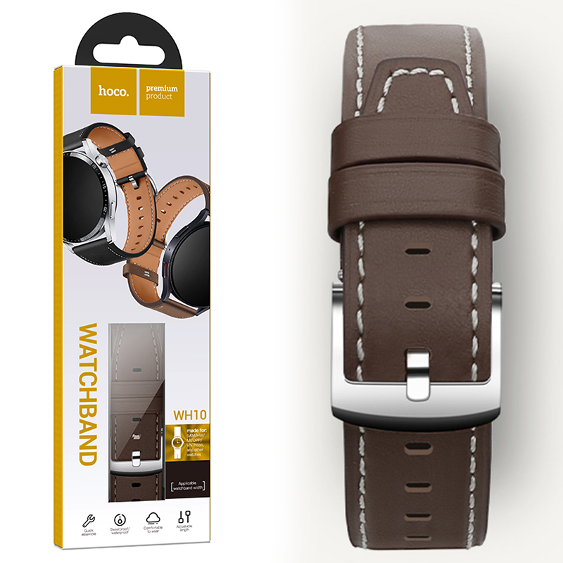 Hoco (WH10) - Curea eco-leather, pentru ceasuri, conectori 22 mm, GT Original Series, COFFEE