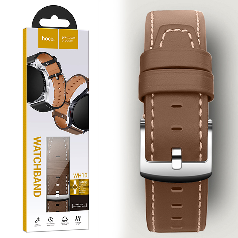 Hoco (WH10) - Curea eco-leather, pentru ceasuri, conectori 22 mm, GT Original Series, BROWN