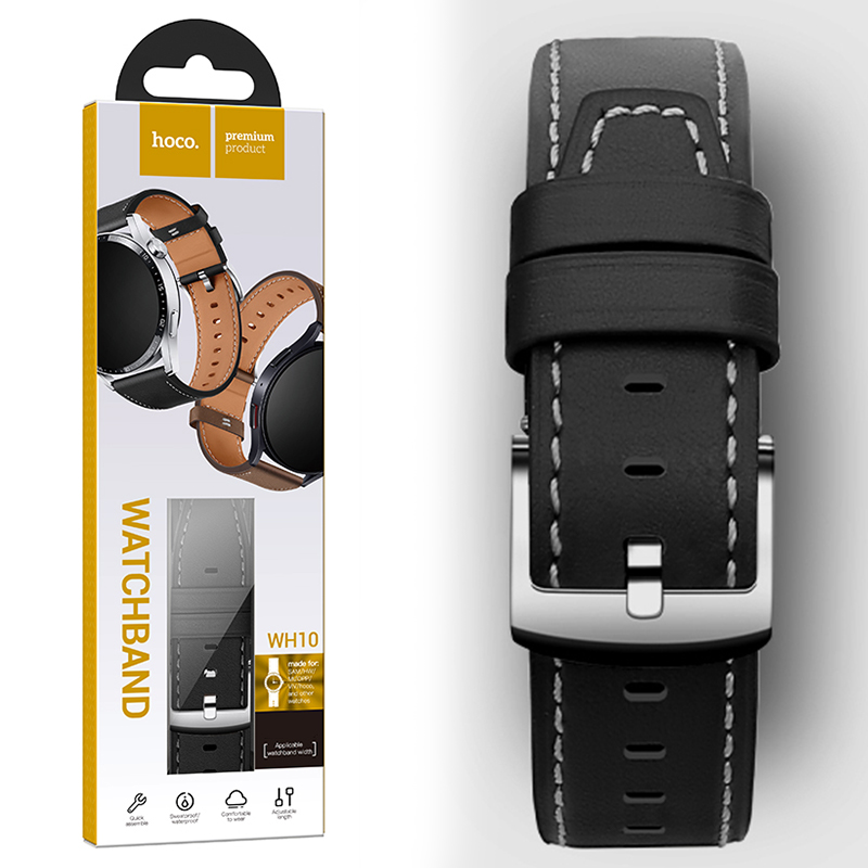 Hoco (WH10) - Curea eco-leather, pentru ceasuri, conectori 20 mm, GT Original Series, Black