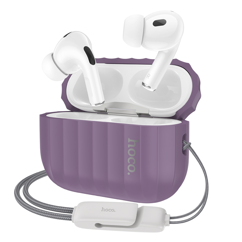 Hoco (WB23) - Husa silicon pentru carcasa AirPods Pro2 si Lanyard, Purple