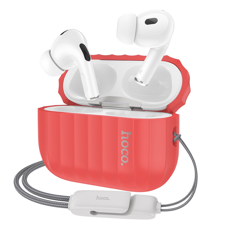 Hoco (WB23) - Husa silicon pentru carcasa AirPods Pro2 si Lanyard, Red