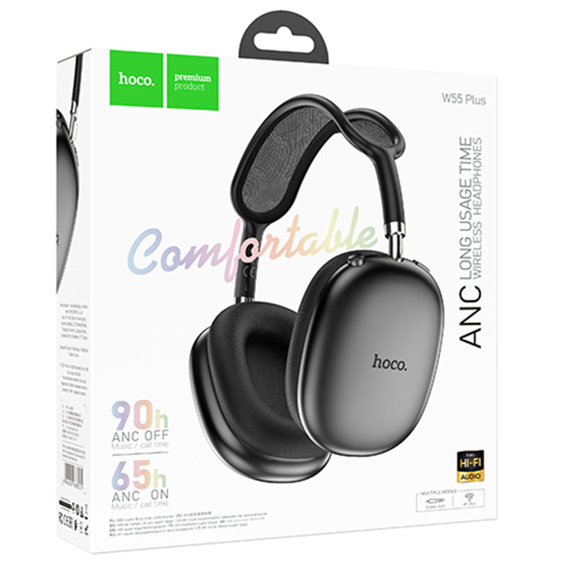 Hoco (W55 Plus) » Casti Wireless, OverEar, BT 5.4, 800mAh, ANC, 90h, GRAY