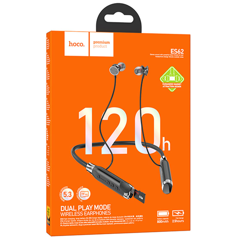 Hoco (ES62) » Casti Wireless, In Ear, BT 5.4, 800mAh, 120h, Neck-Mount, GRAY