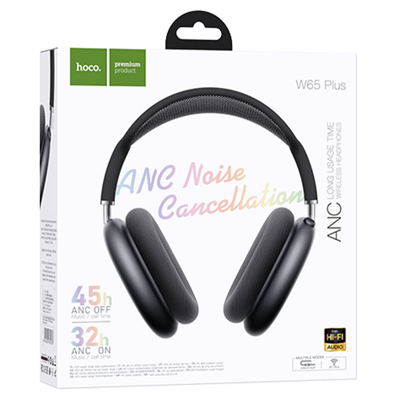 Hoco (W65 Plus) » Casti Wireless, OverEar, BT 5.4, 400mAh, ANC, 45h, SPACE GRAY