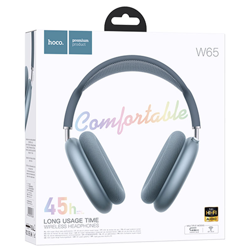 Hoco (W65) » Casti Wireless, OverEar, BT 5.4, 400mAh, 45h, AUX, BLUE