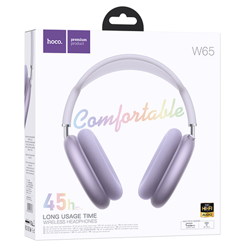 Hoco (W65) » Casti Wireless, OverEar, BT 5.4, 400mAh, 45h, AUX, PURPLE
