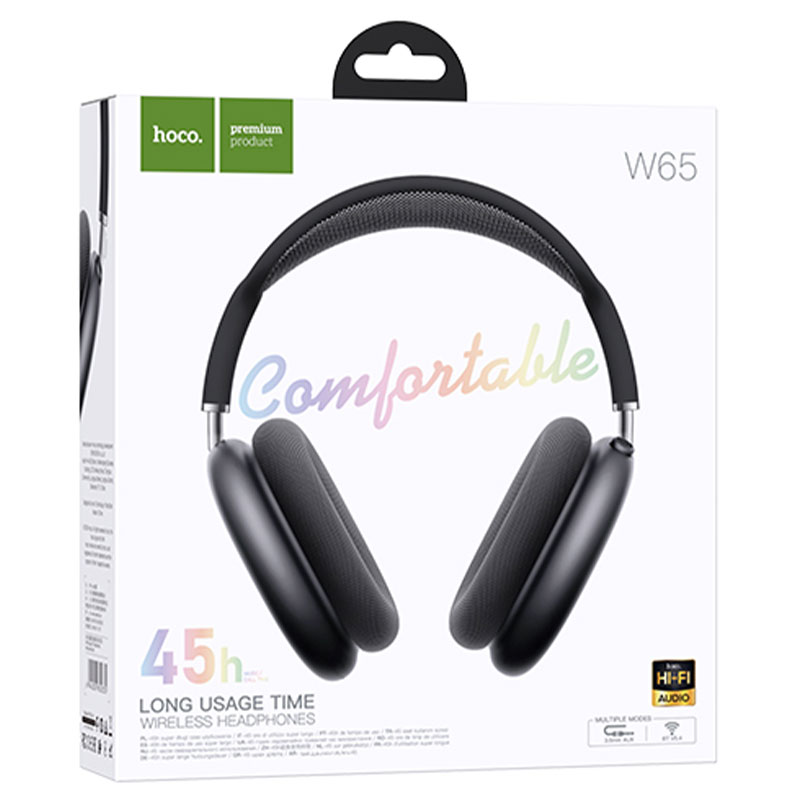 Hoco (W65) » Casti Wireless, OverEar, BT 5.4, 400mAh, 45h, AUX, SPACE GRAY