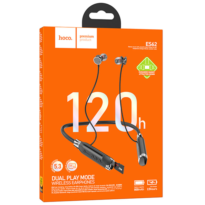 Hoco (ES62) » Casti Wireless, In Ear, BT 5.3, 800mAh, Neck-Mount, BLACK