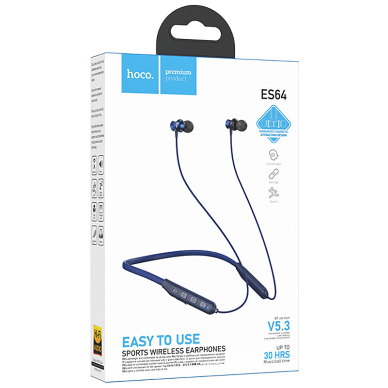Hoco (ES64) » Casti Wireless, In Ear, BT 5.3, 200mAh, Neck-Mount, Navy/BLUE
