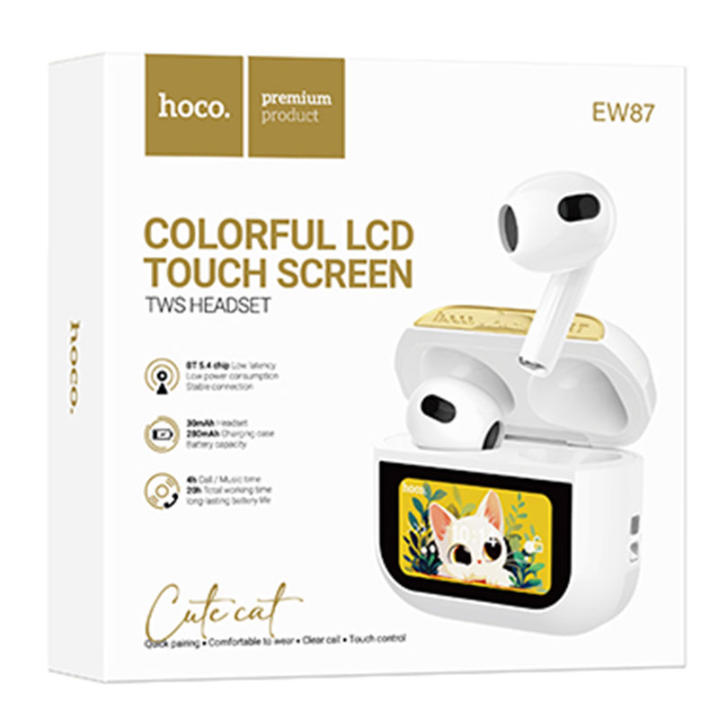 Hoco (EW87) » Casti Wireless, In Ear, BT 5.4, 280mAh, Touchscreen, MultiFunction, WHITE