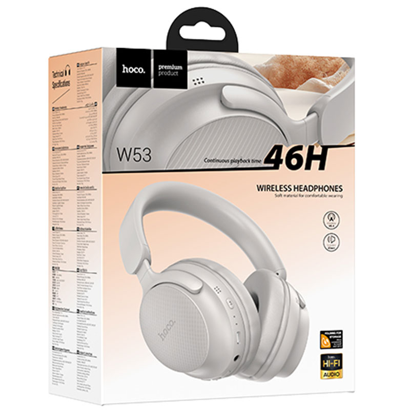 Hoco (W53) » Casti Wireless, OverEar, BT 5.4, 400mAh, Gaming, 46h, GRAY