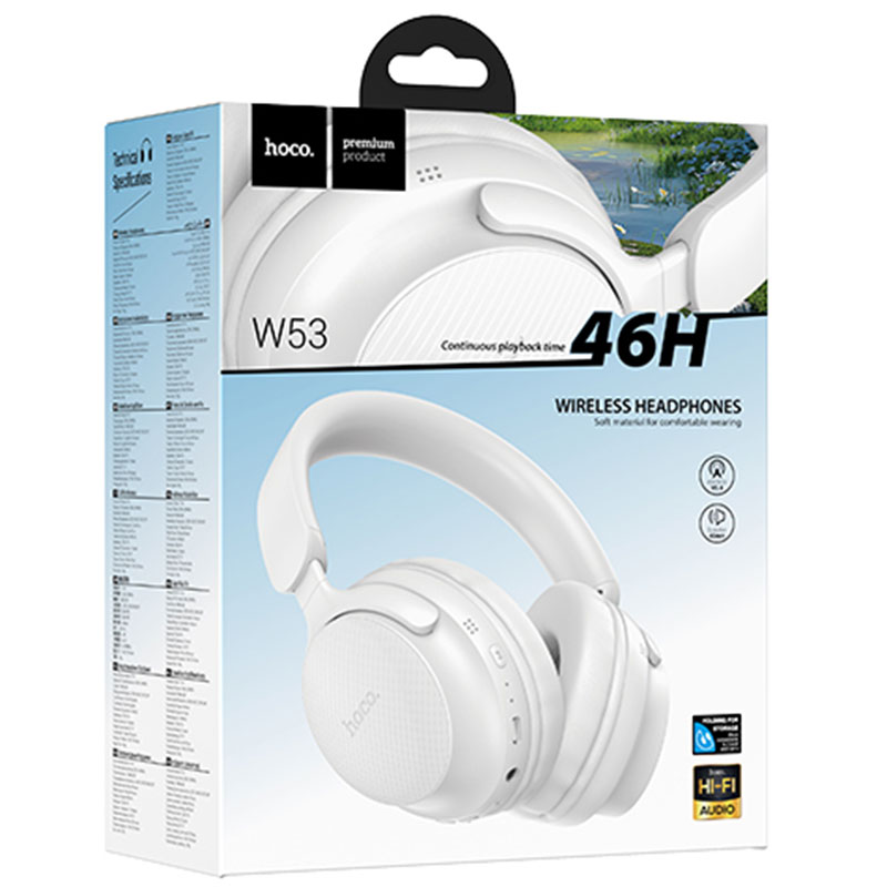 Hoco (W53) » Casti Wireless, OverEar, BT 5.4, 400mAh, Gaming, 46h, Mist/WHITE