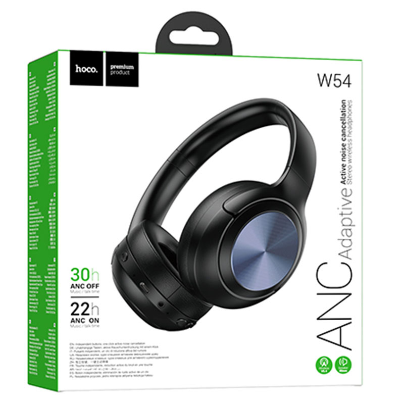 Hoco (W54) » Casti Wireless, OverEar, BT 5.4, 400mAh, Gaming, 30h, ANC, BLACK