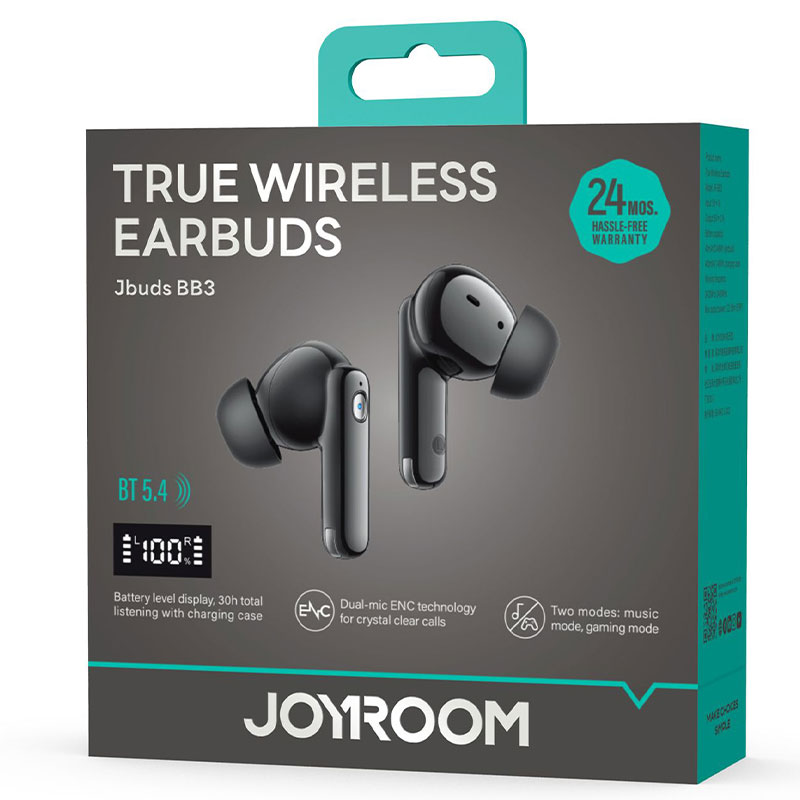 Joyroom (JR-BB3) » Casti Wireless, Ear Buds, BT 5.4, 40/4000mAh, PowerLED, BLACK