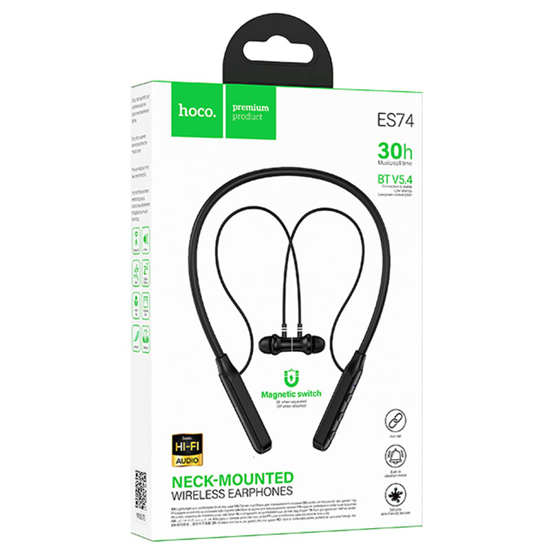 Hoco (ES74) » Casti Wireless, InEar, BT 5.4, 280mAh, Neck-Mount, BLACK