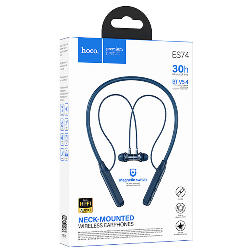 Hoco (ES74) » Casti Wireless, InEar, BT 5.4, 280mAh, Neck-Mount, BLUE