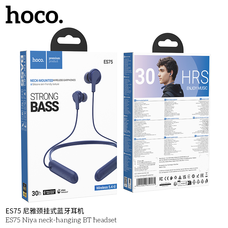 Hoco (ES75) » Casti Wireless, Ear Buds, BT 5.4, 200mAh, Neck Holder, MultiFunction, BLACK