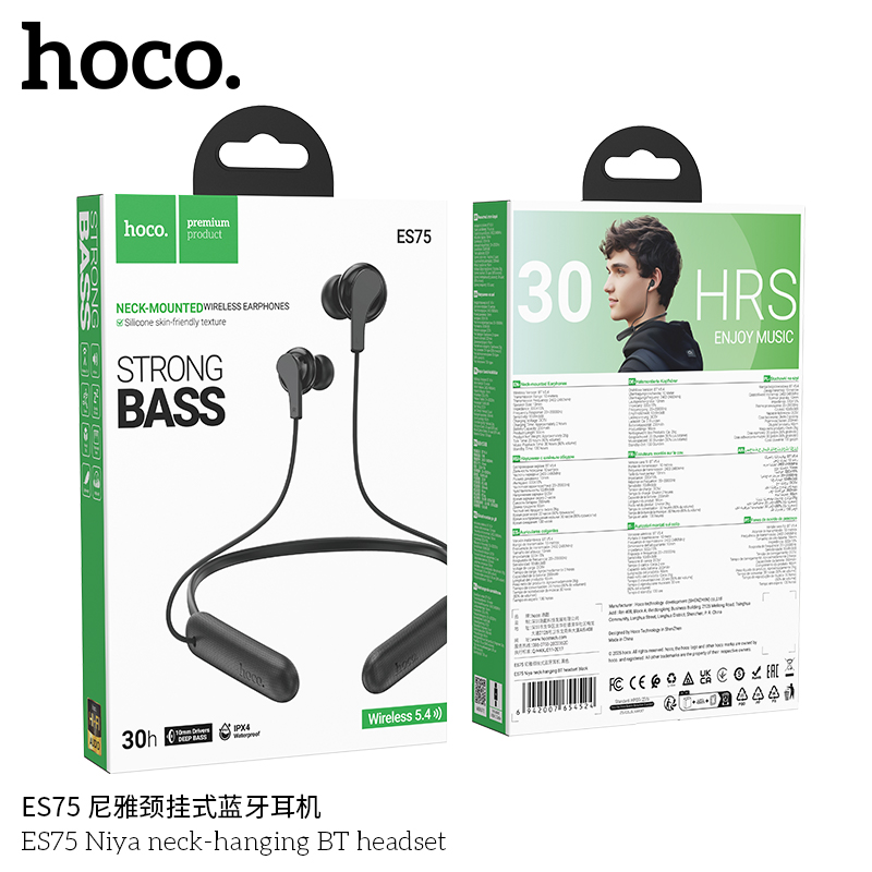 Hoco (ES75) » Casti Wireless, Ear Buds, BT 5.4, 200mAh, Neck Holder, MultiFunction, BLUE