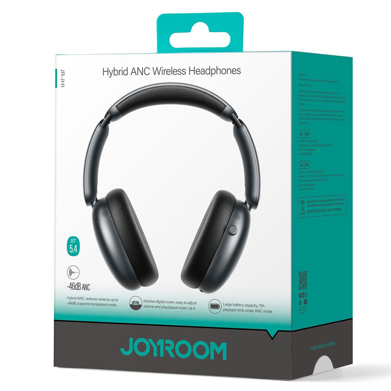 Joyroom (JH1) Casti Wireless, On Ear, BT 5.4, 800mAh, ANC, BLACK