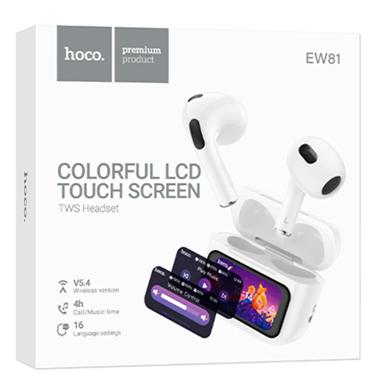 Hoco (EW81) Casti Wireless, Ear Buds, BT 5.4, 300mAh, Multi Touch, WHITE